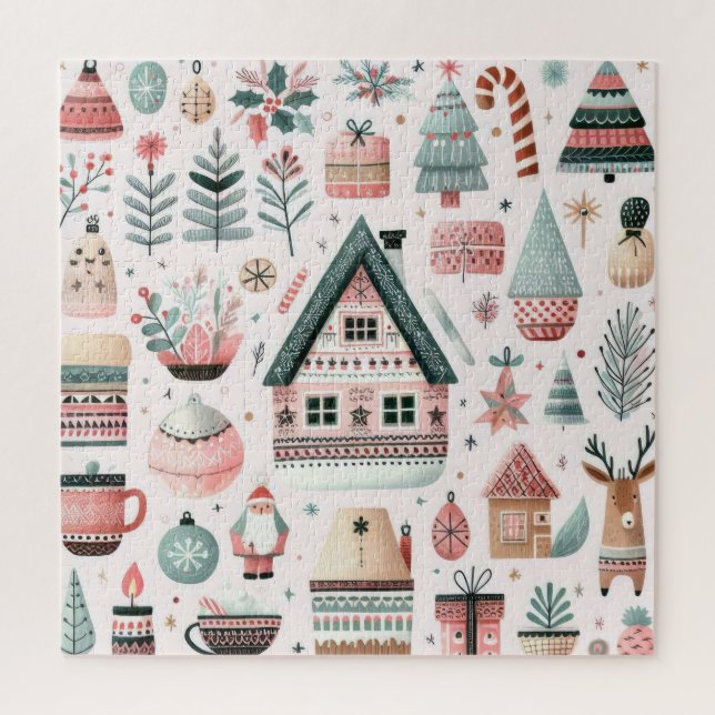 Scandinavian Christmas Pattern Puzzle (Vertical)