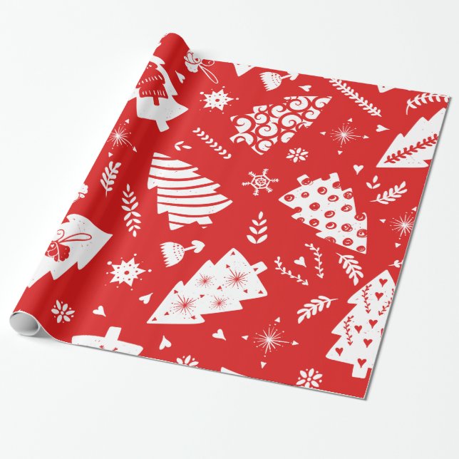 Scandinavian Christmas pattern Wrapping Paper (Unrolled)