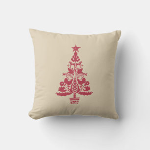 Scandinavian Christmas Red Orange Nordic Tree Cushion
