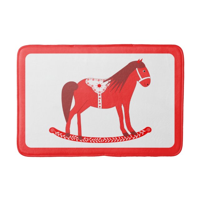 Scandinavian Christmas Rocking Horse Bath Mat (Front)
