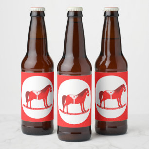Scandinavian Christmas Rocking Horse Beer Bottle Label