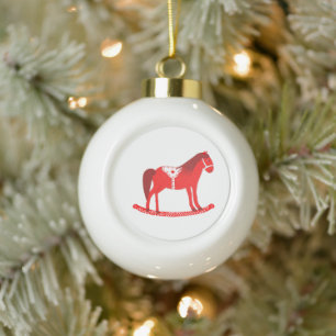 Scandinavian Christmas Rocking Horse Ceramic Ball Christmas Ornament