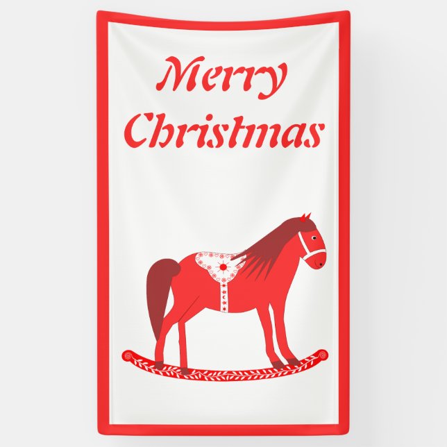 Scandinavian Christmas Rocking Horse Custom Banner (Vertical)