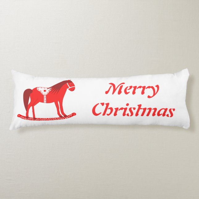 Scandinavian Christmas Rocking Horse Custom Body Cushion (Front)