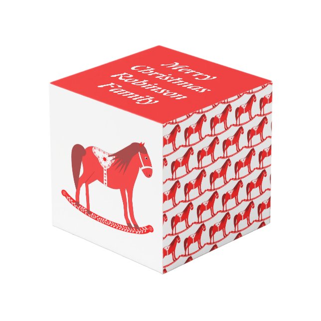 Scandinavian Christmas Rocking Horse Custom Cube (Front Angled)