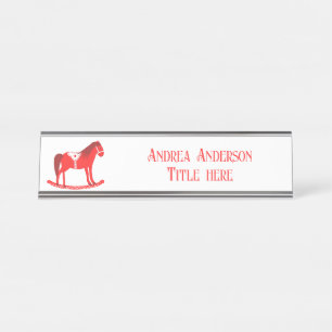 Scandinavian Christmas Rocking Horse Custom Desk Name Plate
