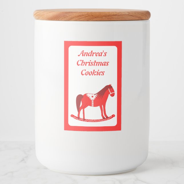 Scandinavian Christmas Rocking Horse Custom Food Label (Front)