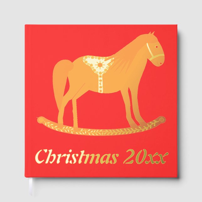 Scandinavian Christmas Rocking Horse Custom Guest Book (Front)