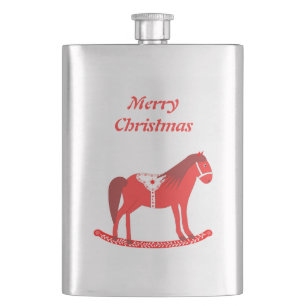 Scandinavian Christmas Rocking Horse Custom Hip Flask