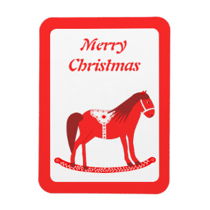 Scandinavian Christmas Rocking Horse Custom Magnet