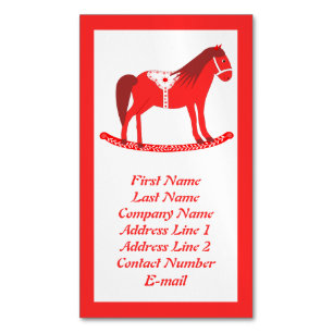 Scandinavian Christmas Rocking Horse Custom Magnetic Business Card