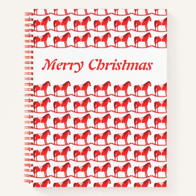 Scandinavian Christmas Rocking Horse Custom Notebook (Front)
