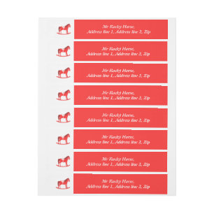 Scandinavian Christmas Rocking Horse Custom Wraparound Address Label