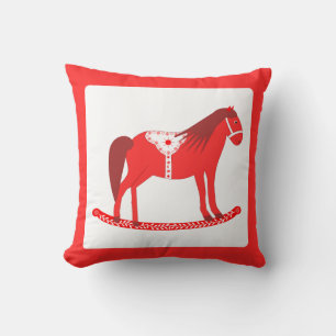 Scandinavian Christmas Rocking Horse Double Sided Cushion