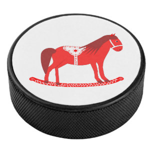 Scandinavian Christmas Rocking Horse Hockey Puck