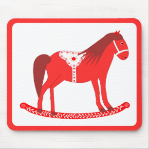 Scandinavian Christmas Rocking Horse Mouse Pad