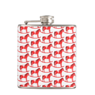 Scandinavian Christmas Rocking Horse Patterned Hip Flask