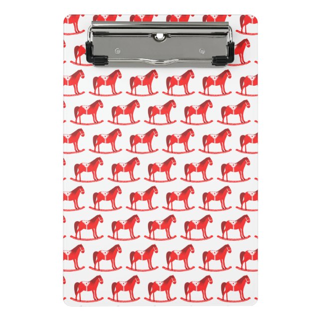 Scandinavian Christmas Rocking Horse Patterned Mini Clipboard (Front)
