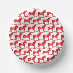 Scandinavian Christmas Rocking Horse Patterned Paper Plate