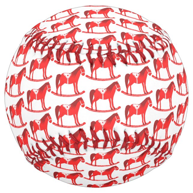 Scandinavian Christmas Rocking Horse Patterned Softball (Front)