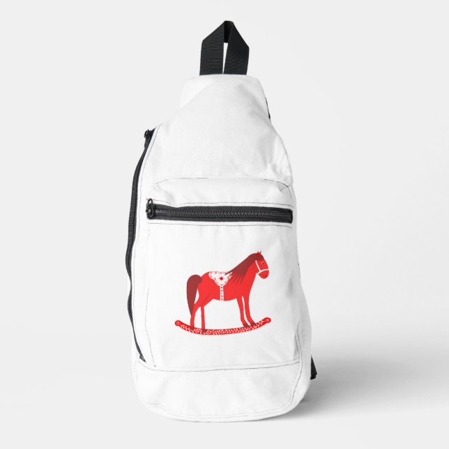 Scandinavian Christmas Rocking Horse Sling Bag (Front)