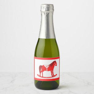 Scandinavian Christmas Rocking Horse Sparkling Wine Label