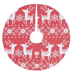 Scandinavian Christmas: Snowflakes & Deer Brushed Polyester Tree Skirt
