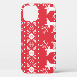 Scandinavian Christmas: Snowflakes & Deer iPhone 12 Case