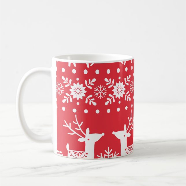 Scandinavian Christmas: Snowflakes & Deer Coffee Mug (Left)