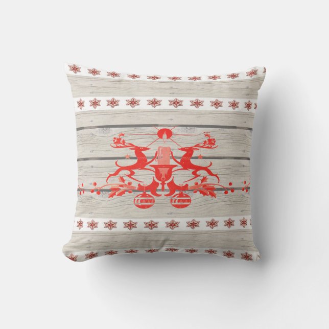 scandinavian christmas snowflakes Nordic Reindeer Outdoor Cushion (Front)