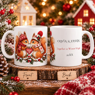 Scandinavian Christmas Squirrel Couple Romance Coffee Mug