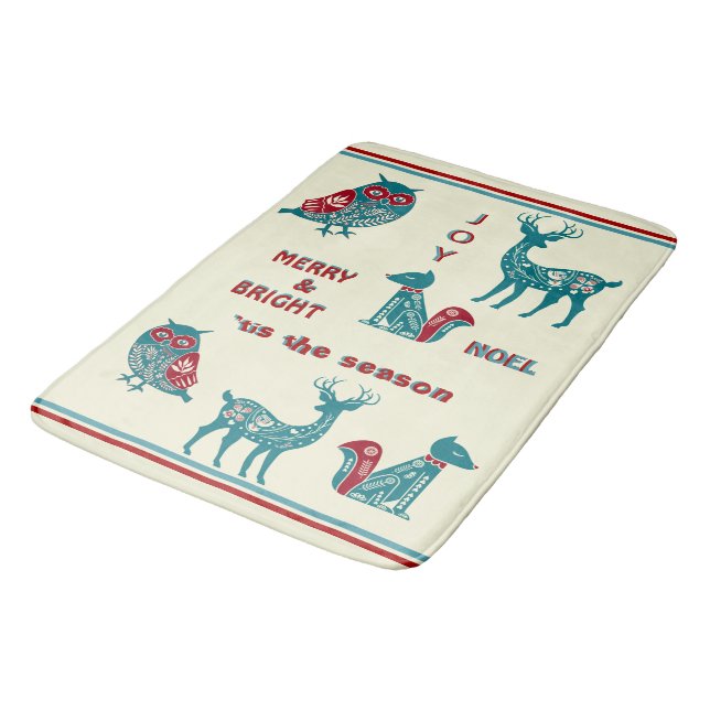 Scandinavian Christmas Theme Bath Mat (Angled)