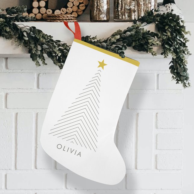 Scandinavian Christmas Tree | Minimalist Gold Star Small Christmas Stocking (Creator Uploaded)