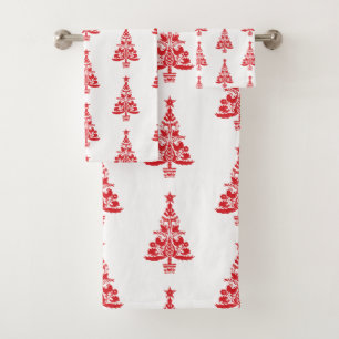 Scandinavian Christmas Tree Pattern Bath Towel Set