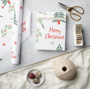 Scandinavian Christmas Tree Woodland Snowflake  Wrapping Paper