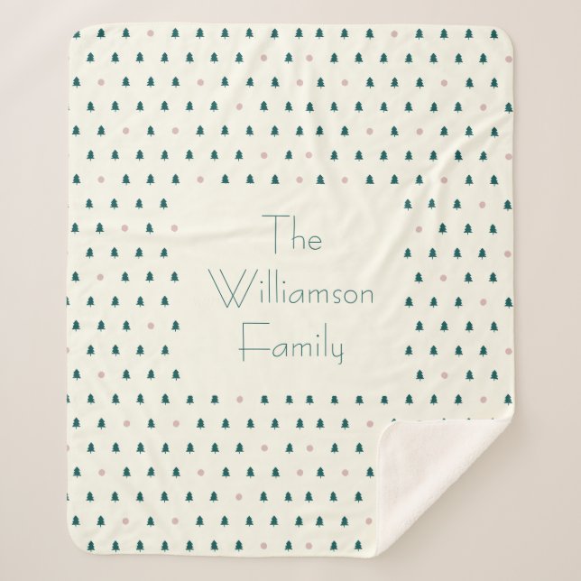 Scandinavian Christmas Trees Pattern Personalised  Sherpa Blanket (Front)