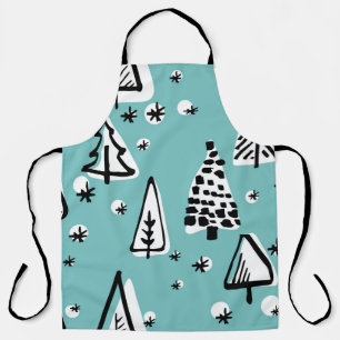 Scandinavian Christmas trees: vintage graphics. Apron
