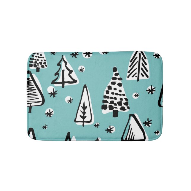 Scandinavian Christmas trees: vintage graphics. Bath Mat (Front)