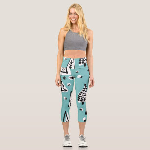 Scandinavian Christmas trees: vintage graphics. Capri Leggings