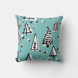 Scandinavian Christmas trees: vintage graphics. Cushion