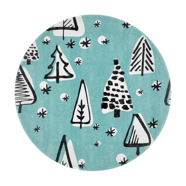 Scandinavian Christmas trees: vintage graphics. Cutting Board (Front)