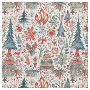 Scandinavian Christmas whimsical pattern design  Fabric