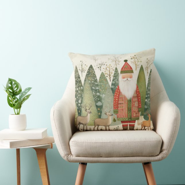 Scandinavian christmas winter forest with santa cushion (Chair)