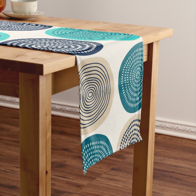 Scandinavian Circle Dots Mandala Pattern 1 Medium Table Runner (In Situ)