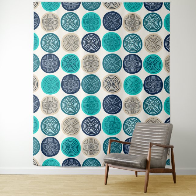 Scandinavian Circle Dots Mandala Pattern 1 Tapestry (In Situ)