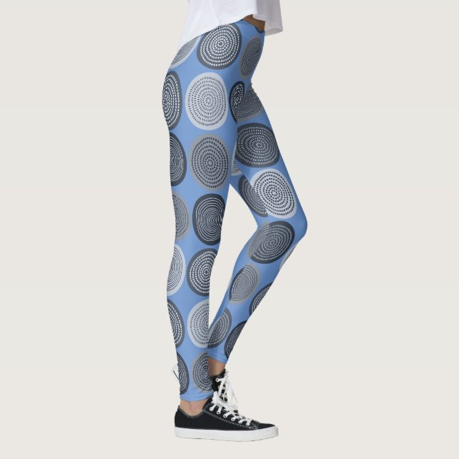 Scandinavian Circle Dots Mandala Pattern 3 Leggings (Right)