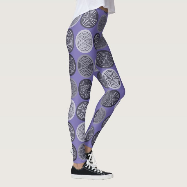Scandinavian Circle Dots Mandala Pattern 3 Leggings (Right)