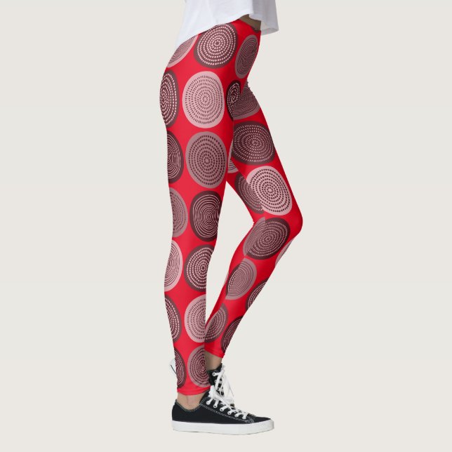 Scandinavian Circle Dots Mandala Pattern 3 Leggings (Right)