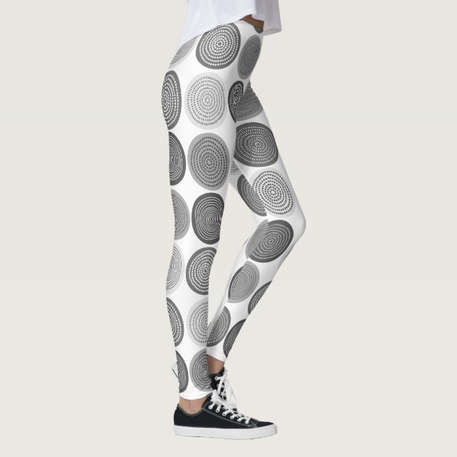 Scandinavian Circle Dots Mandala Pattern 3 Leggings (Right)