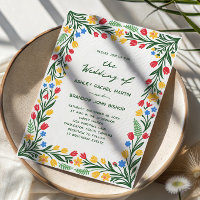 Scandinavian Colourful Wildflower Folk Art Wedding